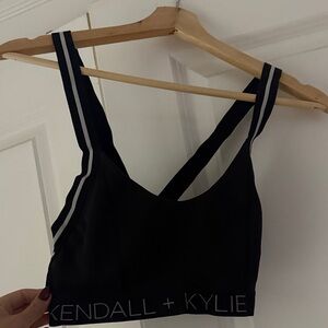 Kendall & Kylie Black Sports Bra with White Straps